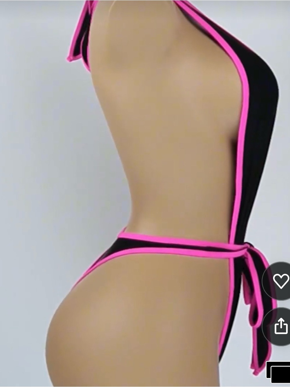 Sherrylo Black One-Piece Swimsuit with Hot Pink Trim - Picture 5 of 6